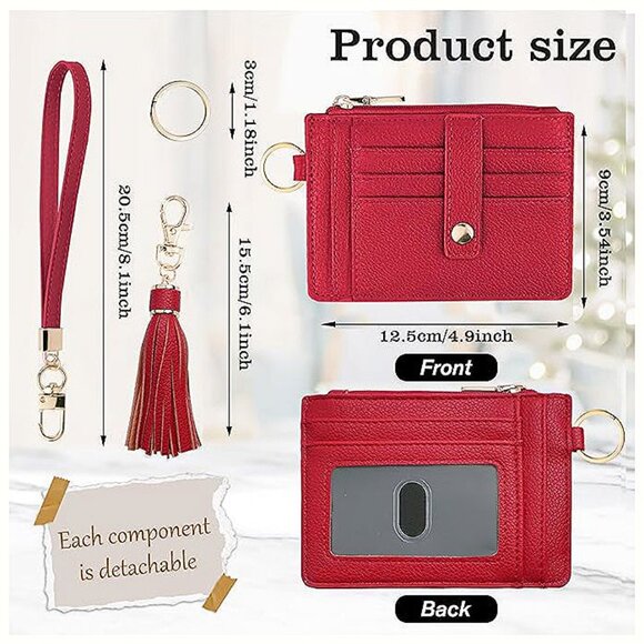 Small Wristlet Wallets for Women crimson - Picture 3 of 6